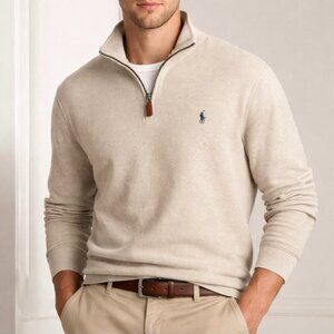 Polo Ralph Lauren Quarter-Zip-Sweater-Oatmeal Beige -XXL